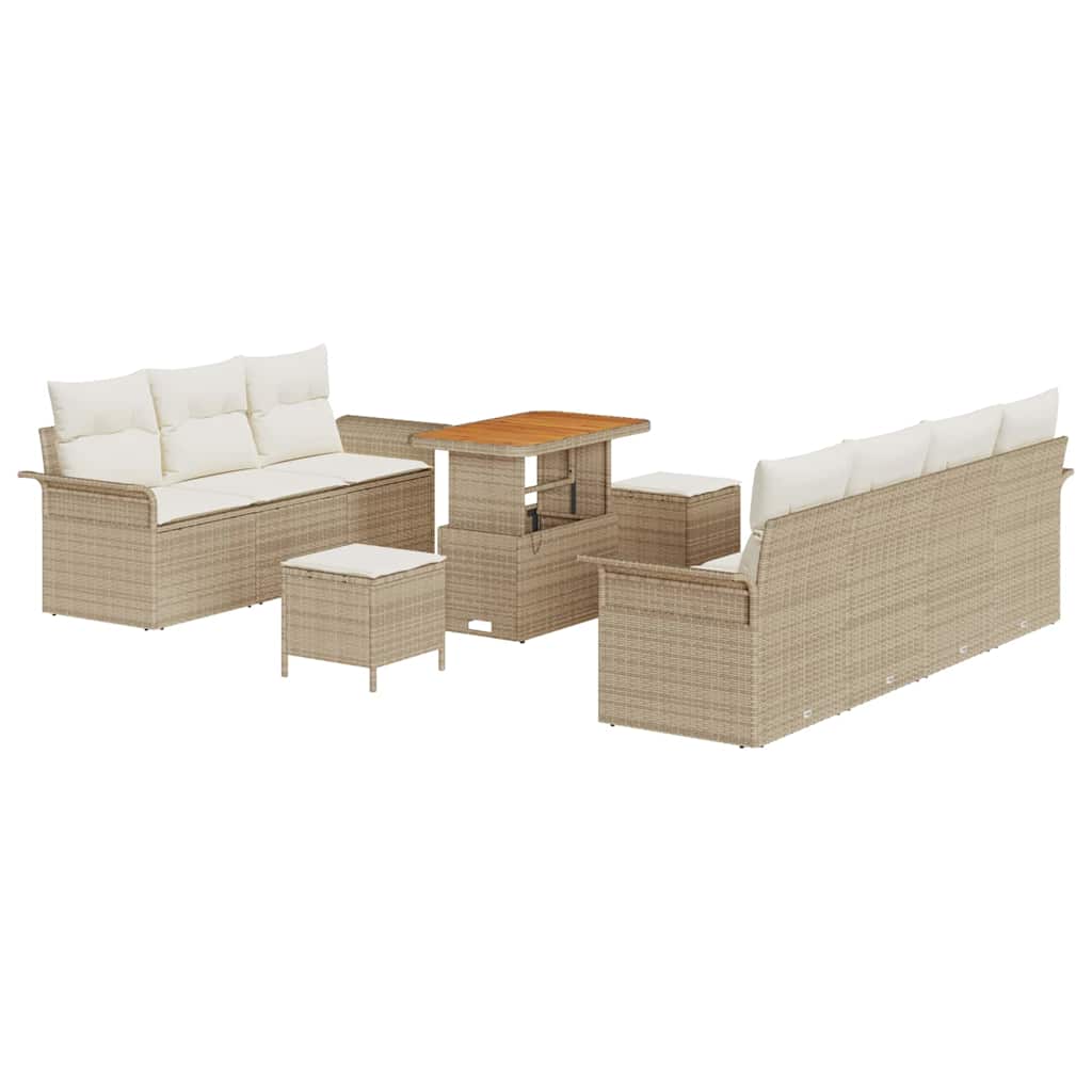 Outdoor Sofa Set 10 pcs Beige and Cream 90 x 55 x 71 cm