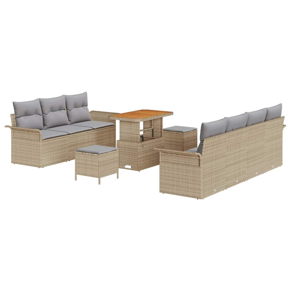 Garden Sofa Set with Cushion 10 pcs Beige and Light Grey