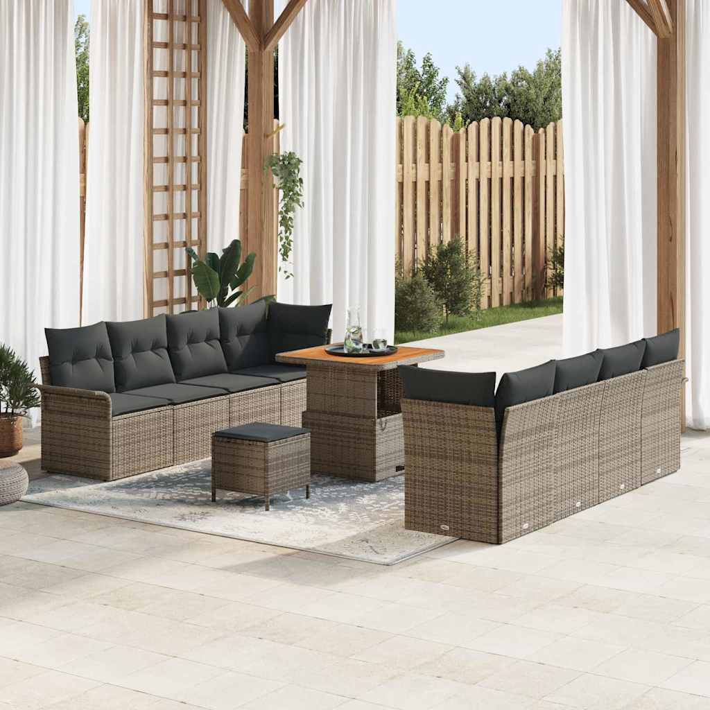 Sodo Sofų Rinkinys su pagalve su saugykla 11 pcs Pilka