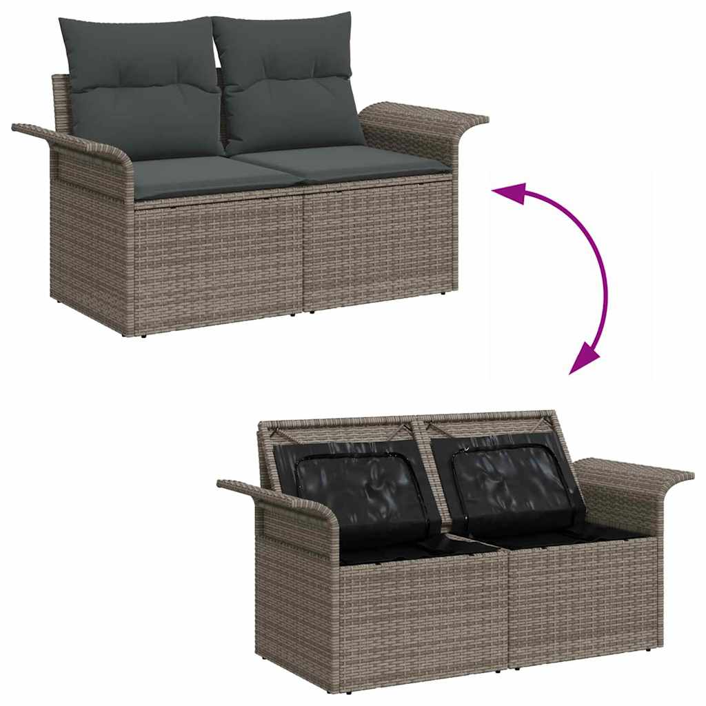 10 dalių sodo sofa rinkinys su pagalvėlėmis pilkas poli ratanas akacija