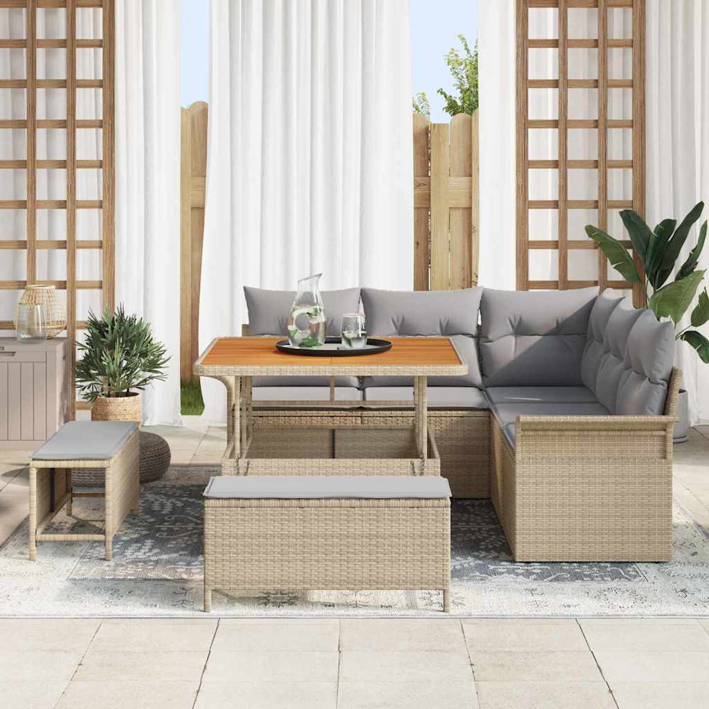 Garden Sofa Set with Cushion 8 pcs Beige and Light Grey