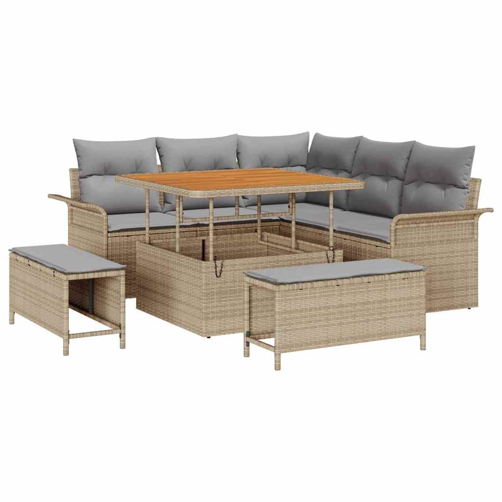 Garden Sofa Set with Cushion 8 pcs Beige and Light Grey