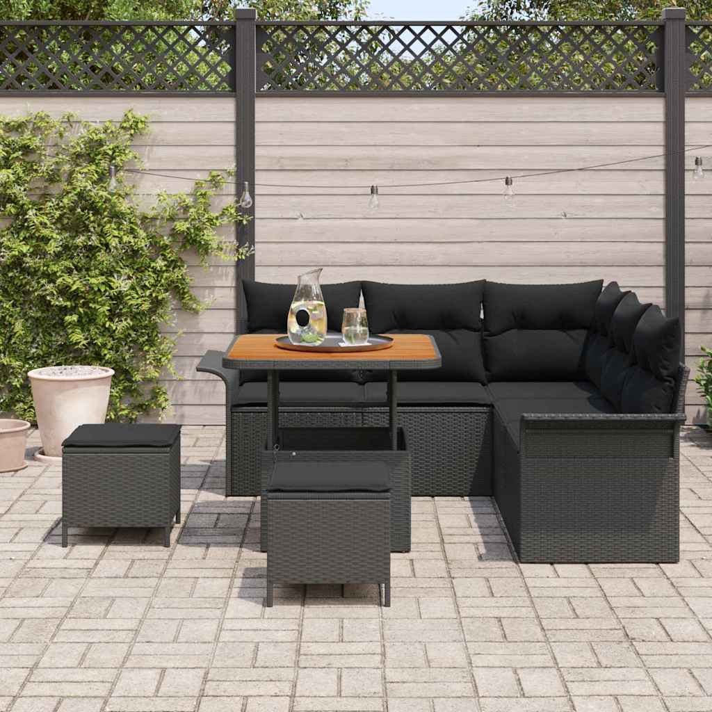 Outdoor Sofa Set with Storage Cushion 8 pcs Black