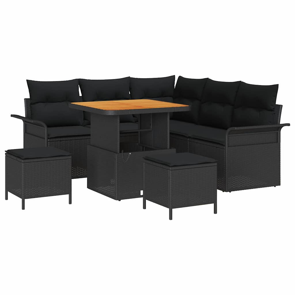 Outdoor Sofa Set with Storage Cushion 8 pcs Black