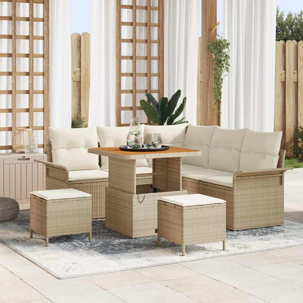 Sodo Sofų Rinkinys su pagalve 8 pcs Bežinė ir kreminė