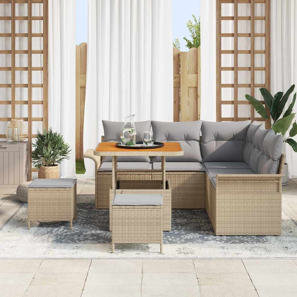Sodo Sofų Rinkinys su pagalve 8 pcs Bežinė ir šviesiai pilka