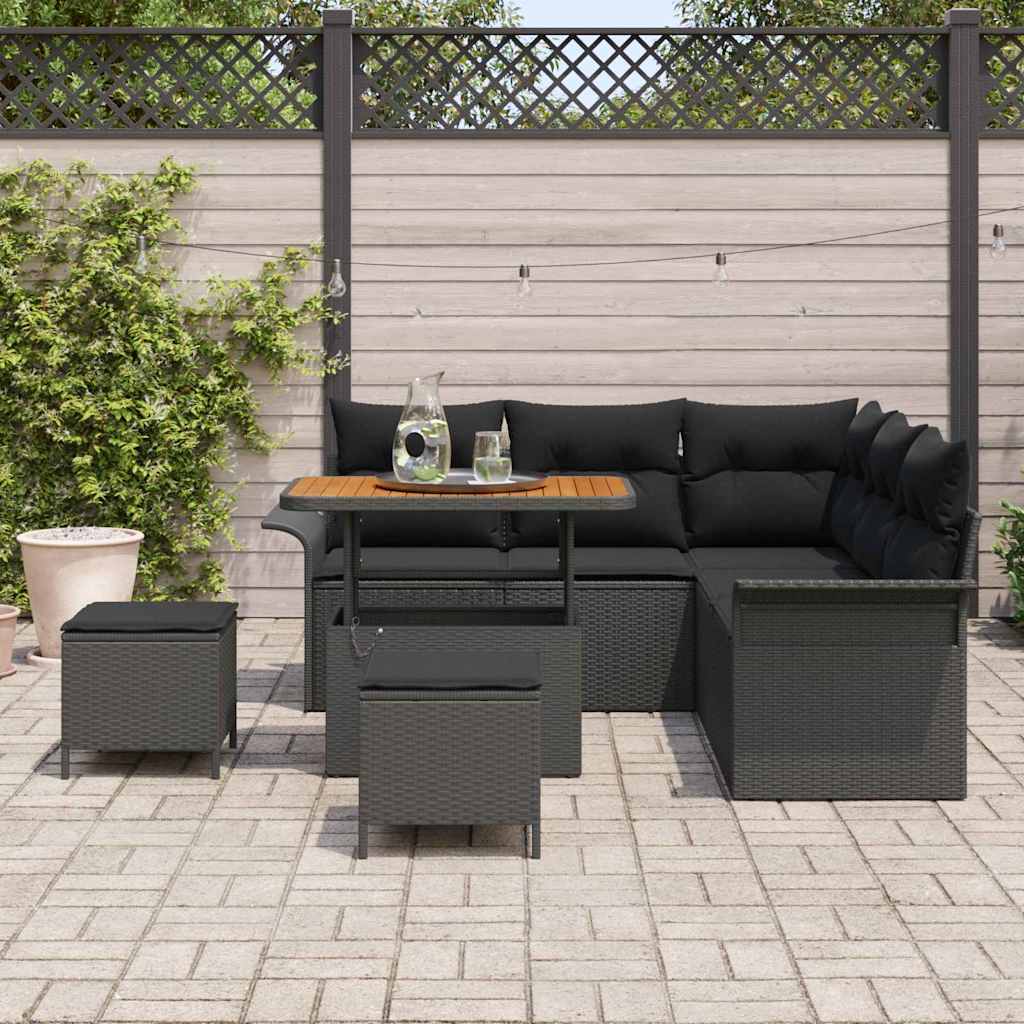 Outdoor Sofa Set with Storage Cushion 8 pcs Black