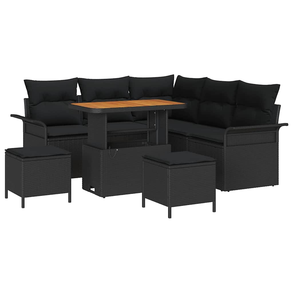 Outdoor Sofa Set with Storage Cushion 8 pcs Black