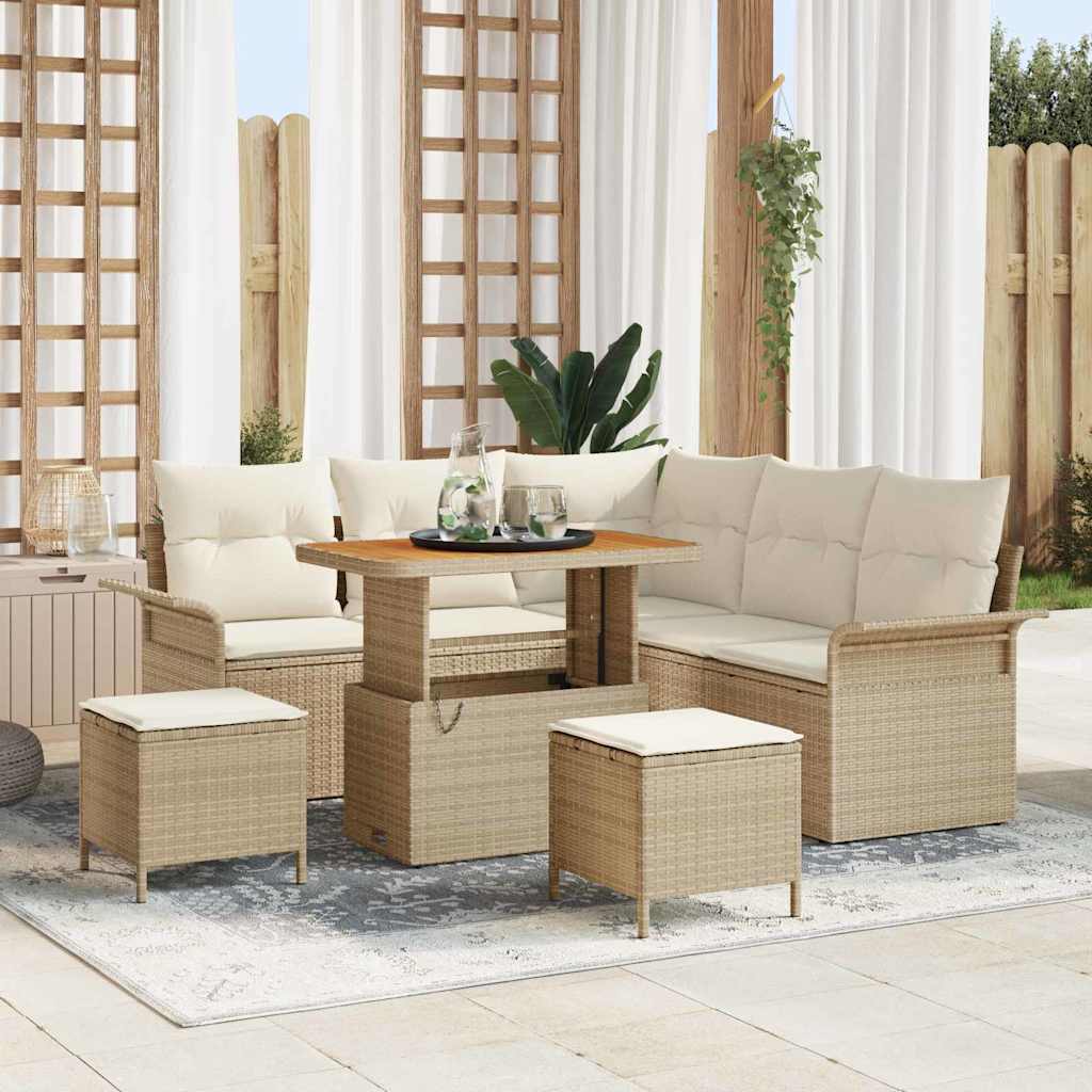 8-Piece Garden Sofa Set Beige and Cream 90 x 55 x 71 cm
