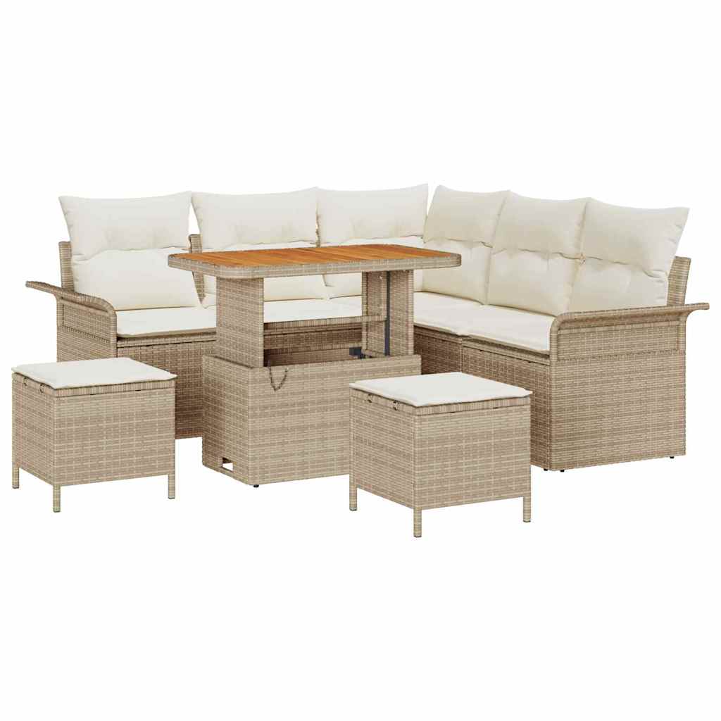 8-Piece Garden Sofa Set Beige and Cream 90 x 55 x 71 cm