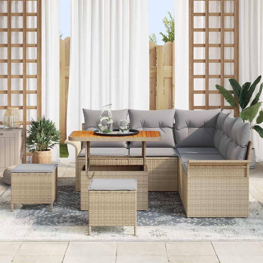 Sodo Sofų Rinkinys su pagalve 8 pcs Bežinė ir šviesiai pilka