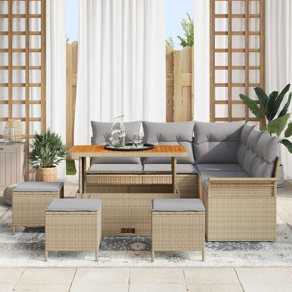 Sodo Sofų Rinkinys su pagalve 9 pcs Bežinė ir šviesiai pilka