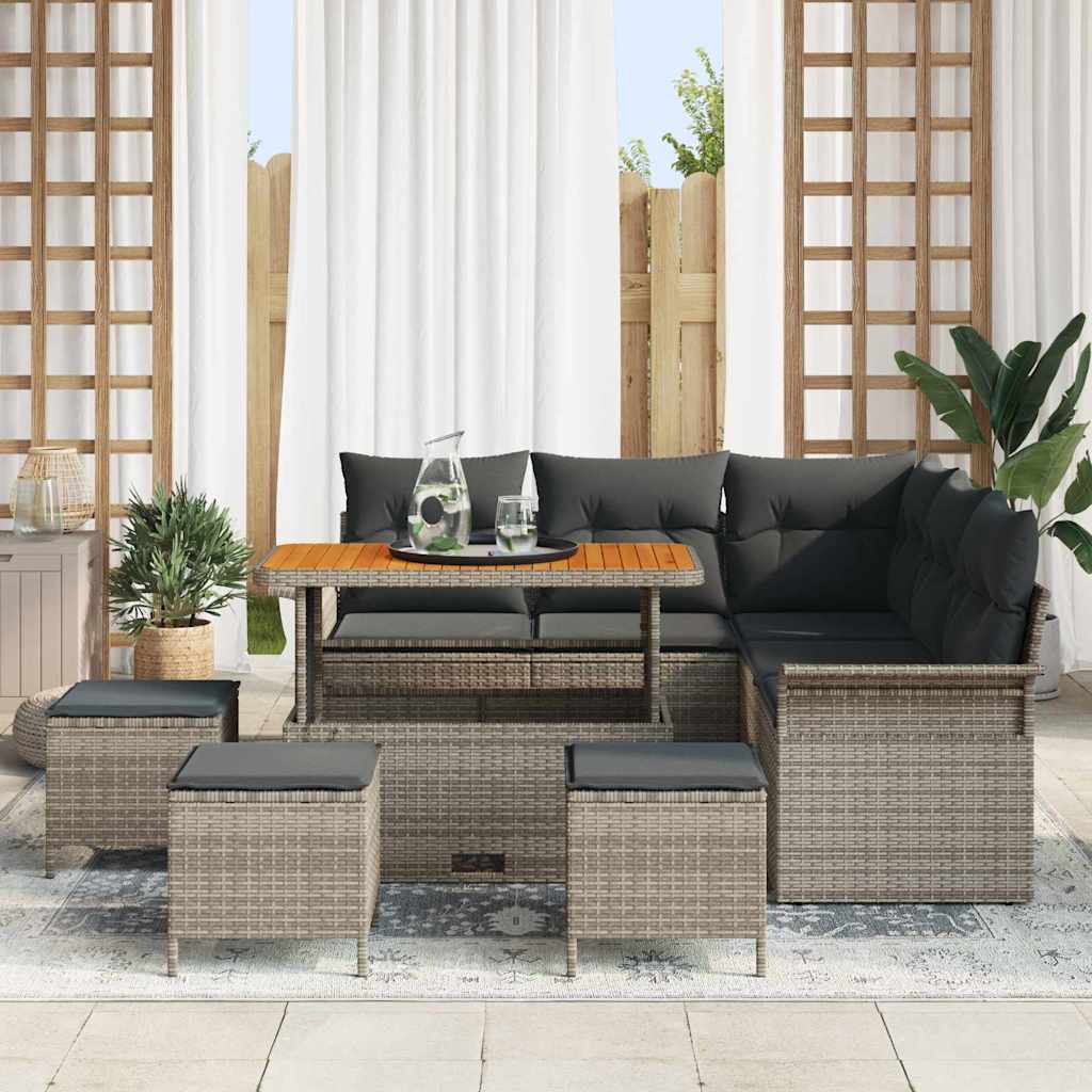 Outdoor Sofa Set with Storage Cushion 9 pcs Grey