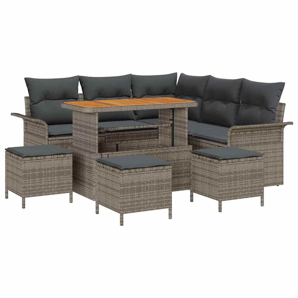 Outdoor Sofa Set with Storage Cushion 9 pcs Grey