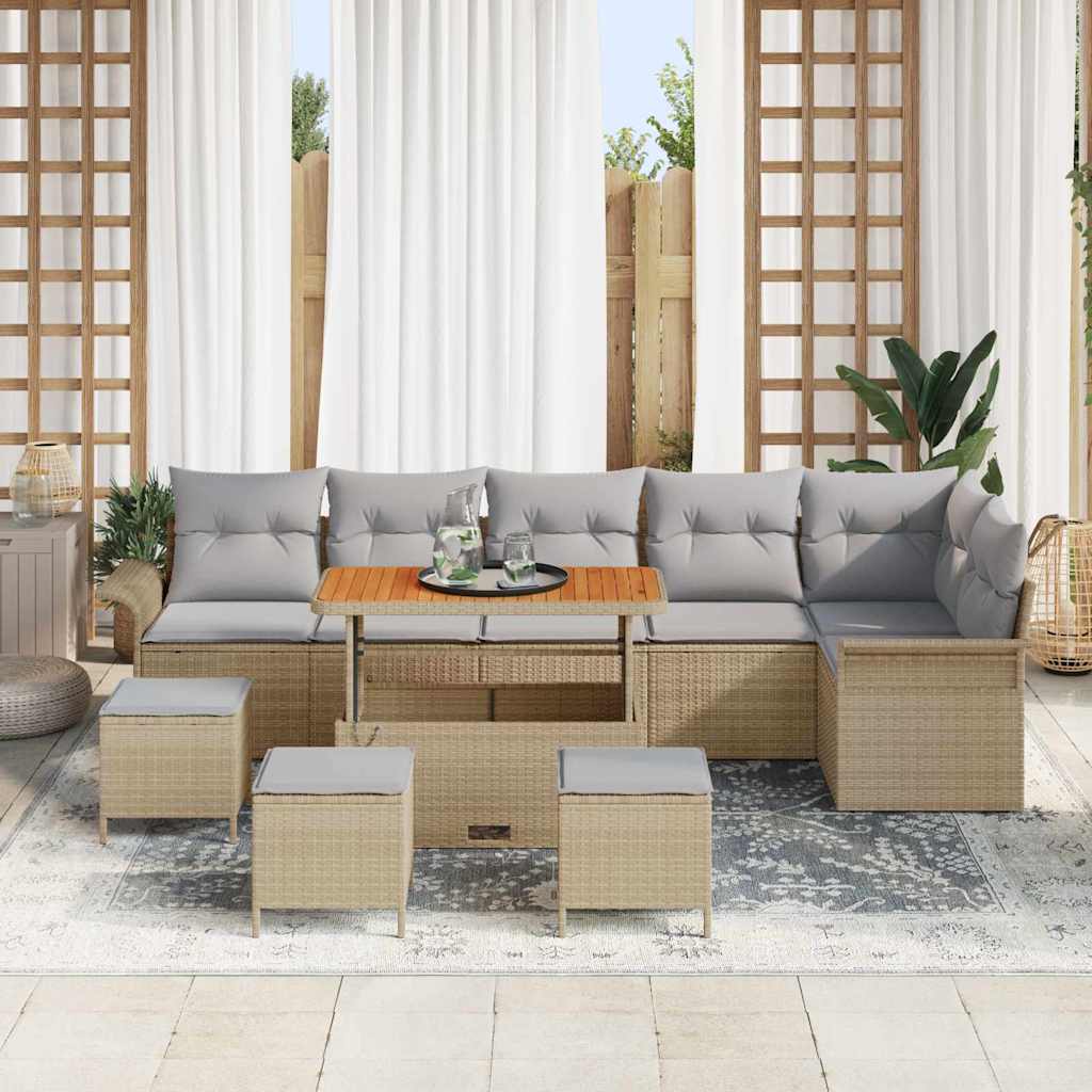 Garden Sofa Set with Cushion 10 pcs Beige and Light Grey