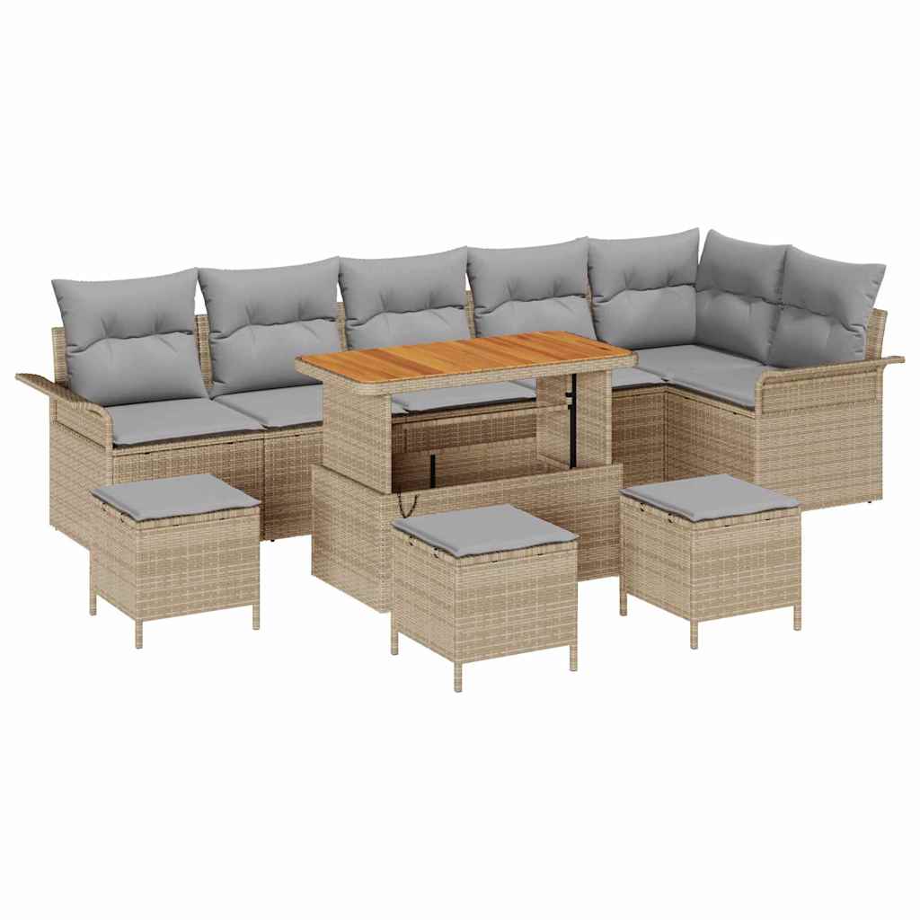 Garden Sofa Set with Cushion 10 pcs Beige and Light Grey
