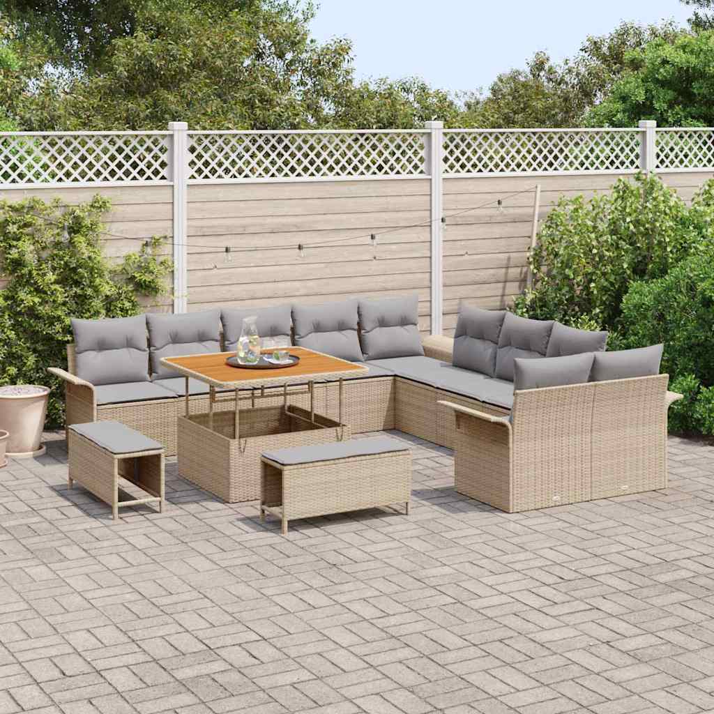 13 dalių sodo sofa komplektas su pagalvėlėmis bežinis poli ratanas akacija