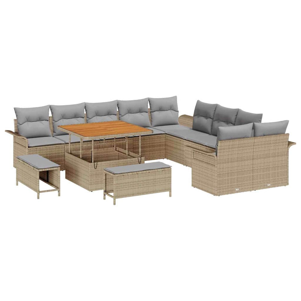 13 dalių sodo sofa komplektas su pagalvėlėmis bežinis poli ratanas akacija