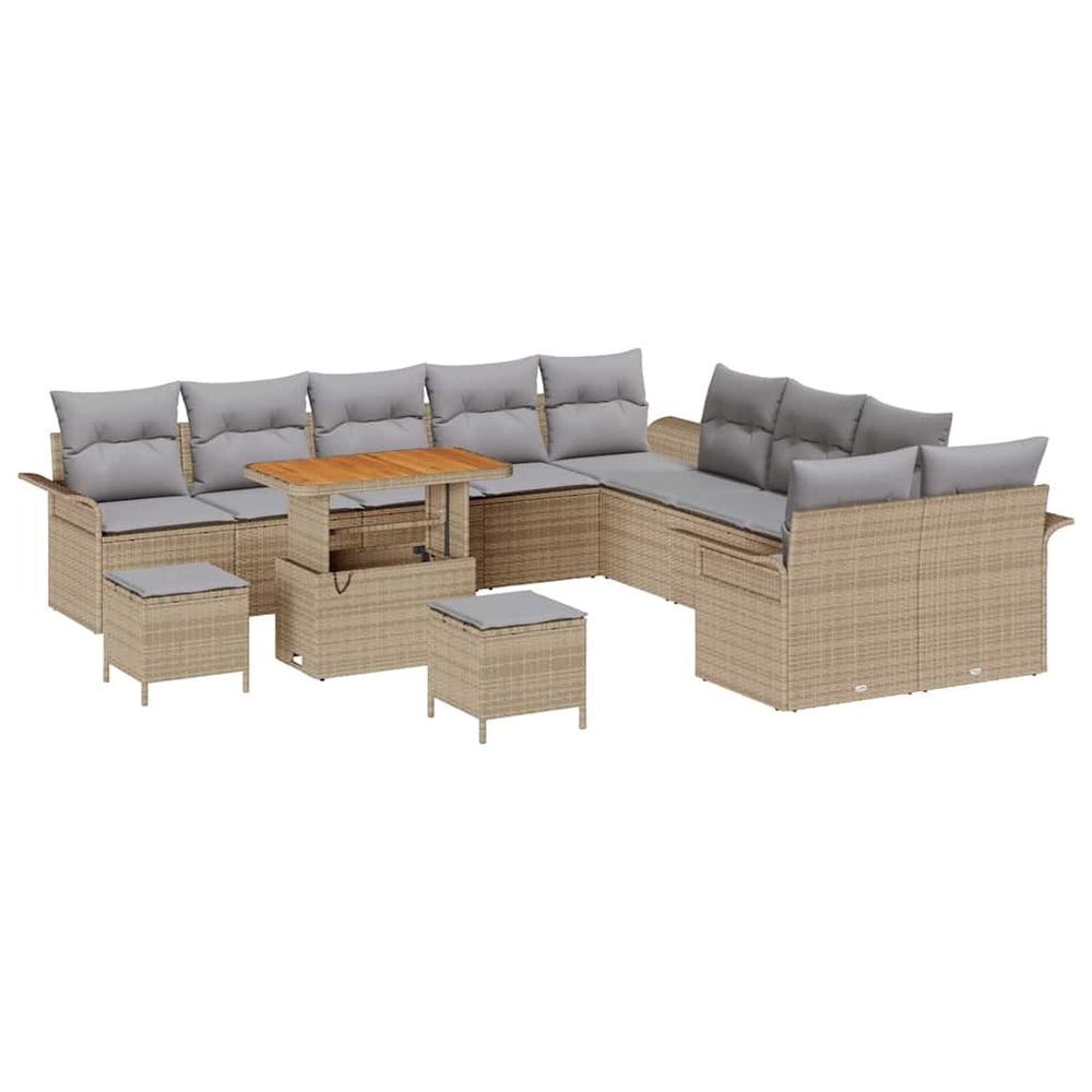 13 dalių sodo sofa komplektas su pagalvėlėmis bežinė poliratanas akacija