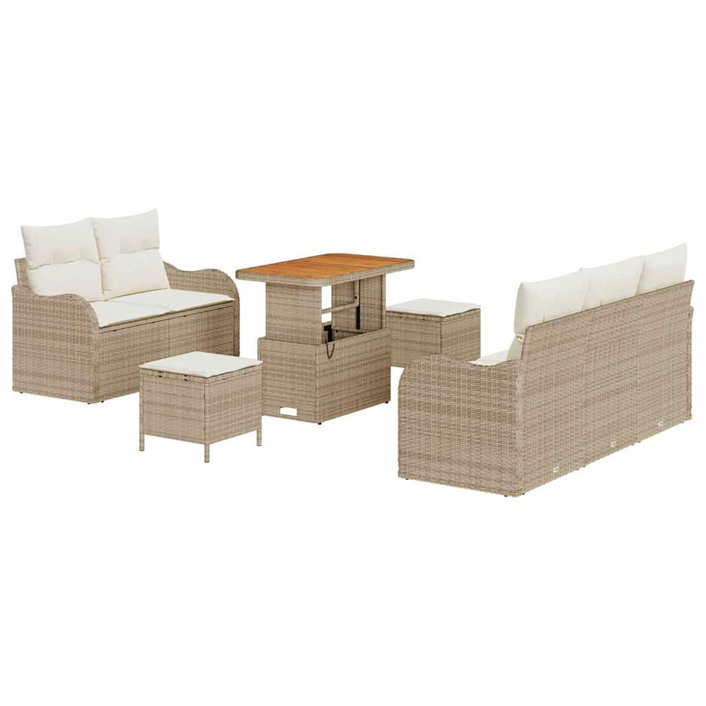 8 dalių sodo sofa rinkinys su pagalvėlėmis smėlio poli ratanas akacijos