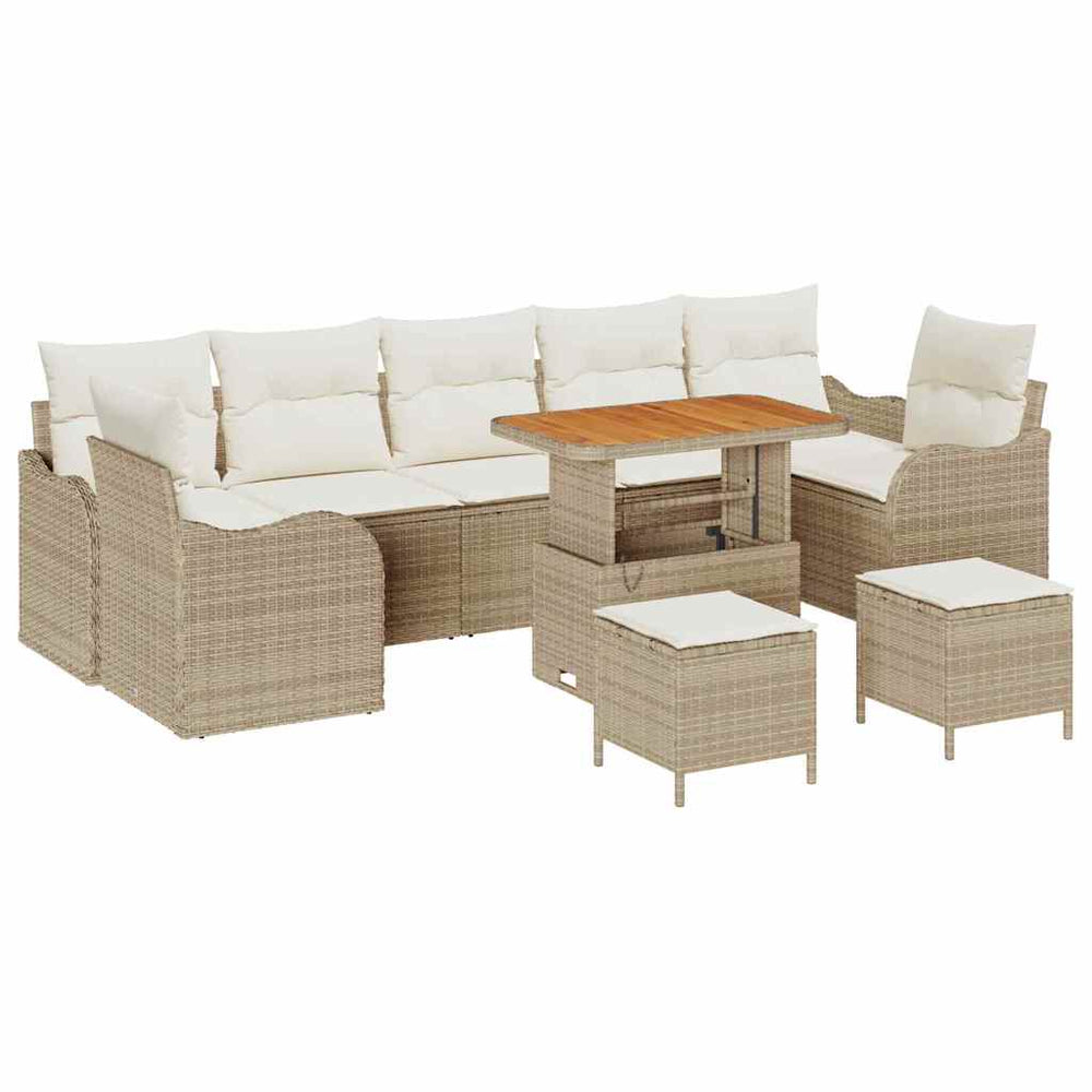 10 Dalių Sodo Sofa Rinkinys Su Pagalvėmis Smėlio Poliratanas