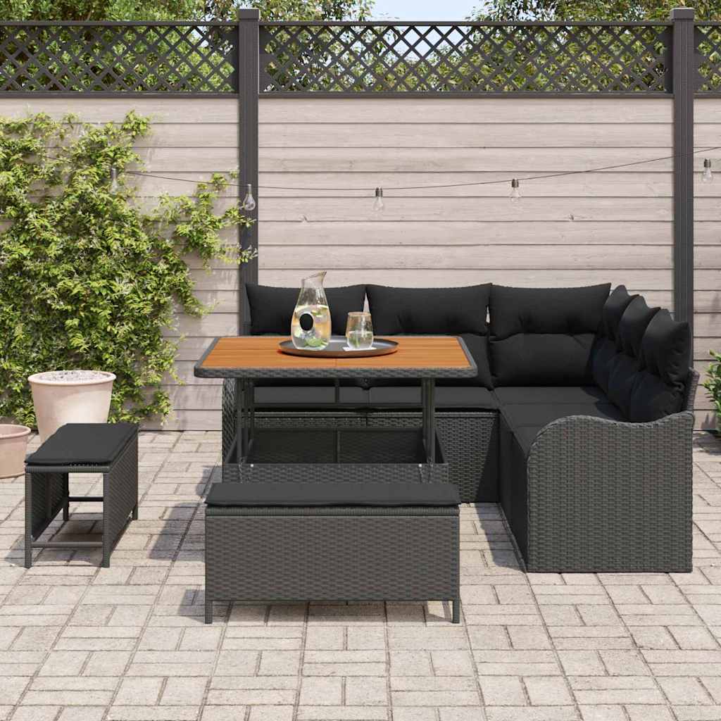 Outdoor Sofa Set with Storage Cushion 8 pcs Black