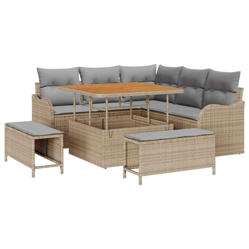 Sodo Sofų Rinkinys su pagalve 8 pcs Bežinė ir šviesiai pilka