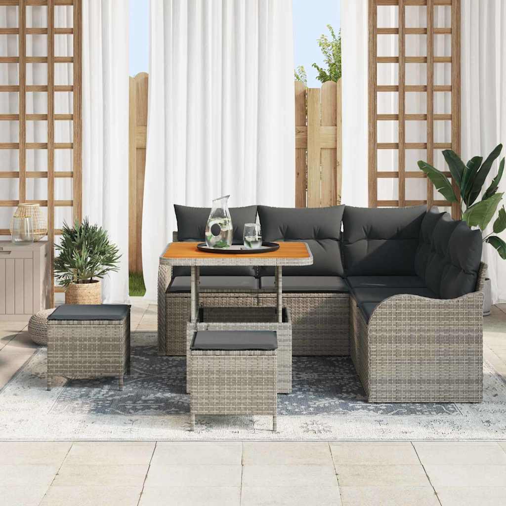 Sodo Sofų Rinkinys su pagalve su saugykla 8 pcs Pilka