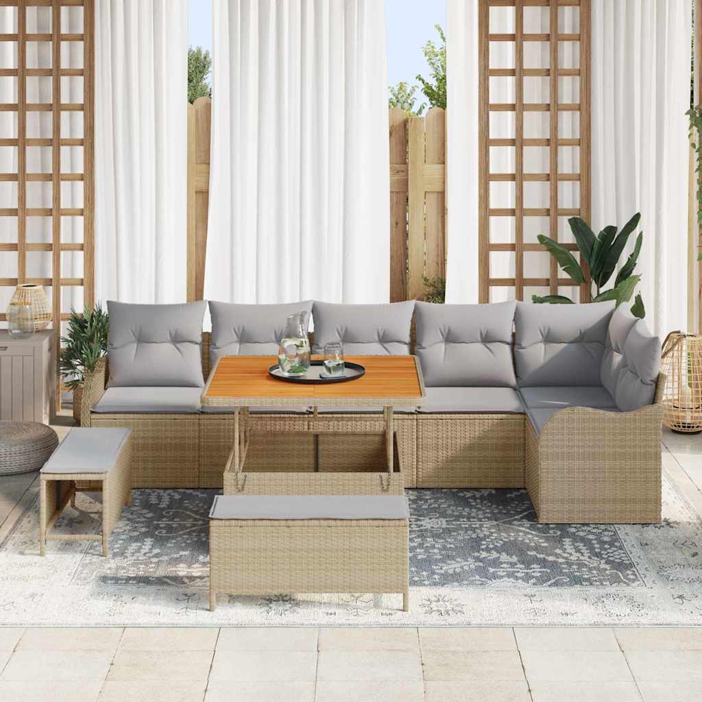Garden Sofa Set with Cushions 9 pcs Beige and Light Grey