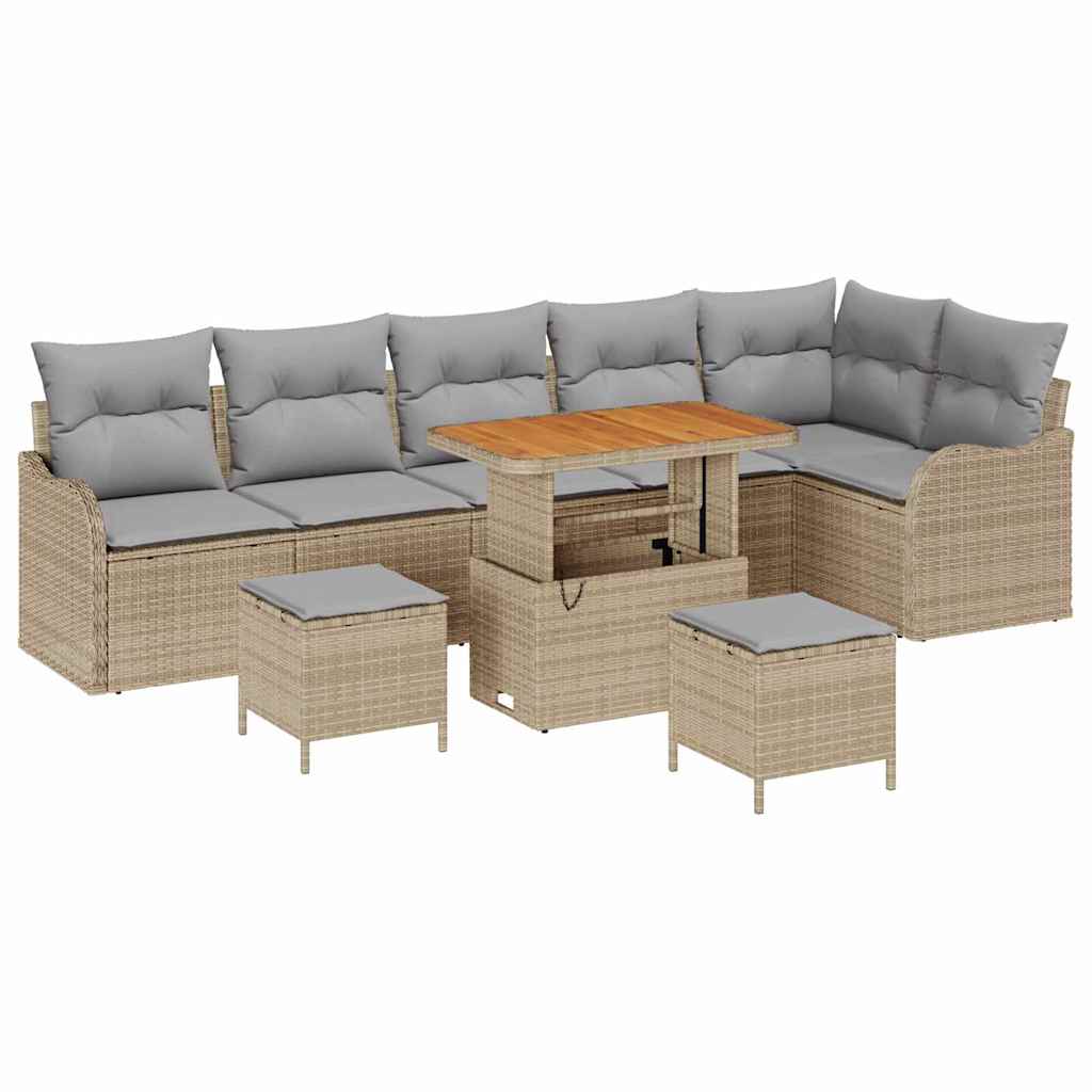 Garden Sofa Set with Cushions 9 pcs Beige and Light Grey