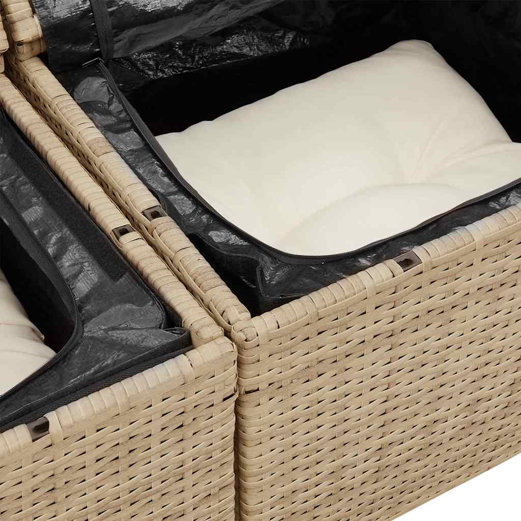 10 dalių sodo sofa su pagalvėlėmis, smėlio poliratanas akacija