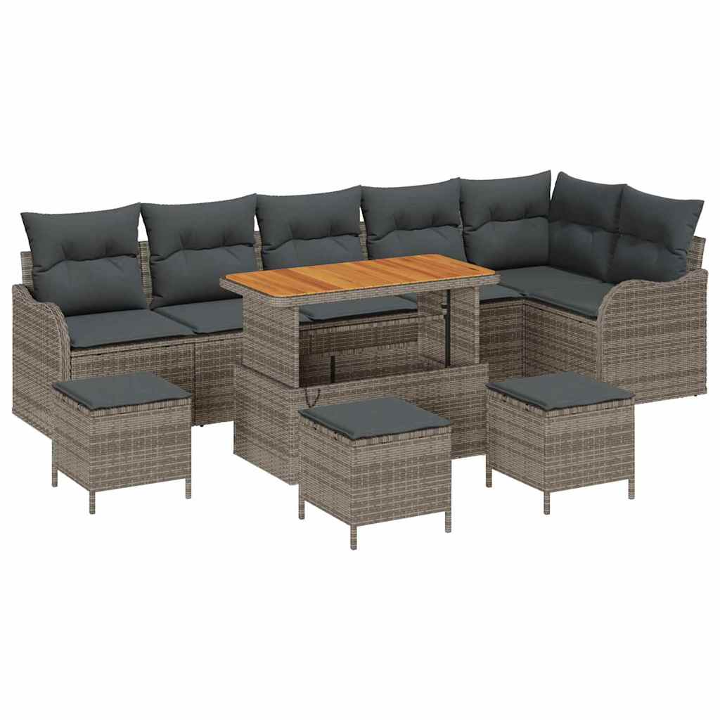 Garden Sofa Set with Cushion Storage 10 pcs Grey