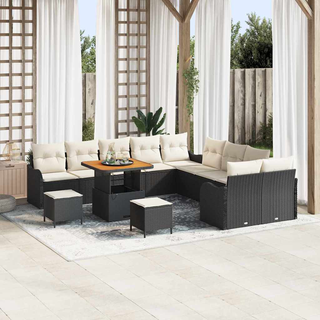 Sodo Sofų Rinkinys 13 pcs Juoda ir kreminė 80 x 80 x 71 cm