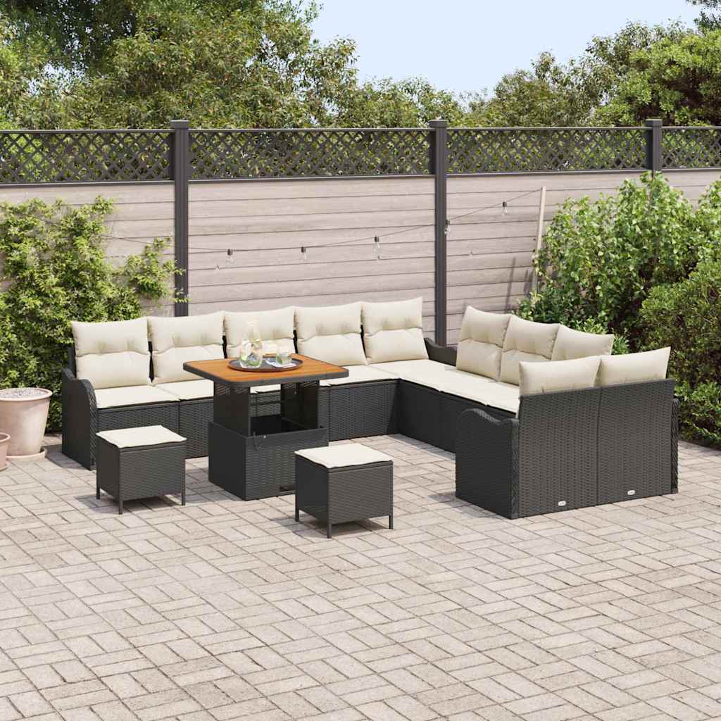 Sodo Sofų Rinkinys 13 pcs Juoda ir kreminė 80 x 80 x 71 cm