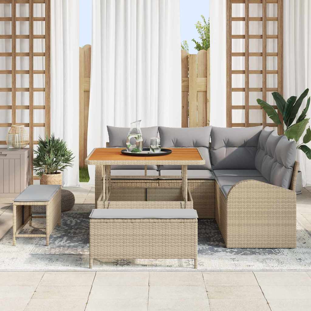 Sodo Sofų Rinkinys su pagalve 8 pcs Bežinė ir šviesiai pilka
