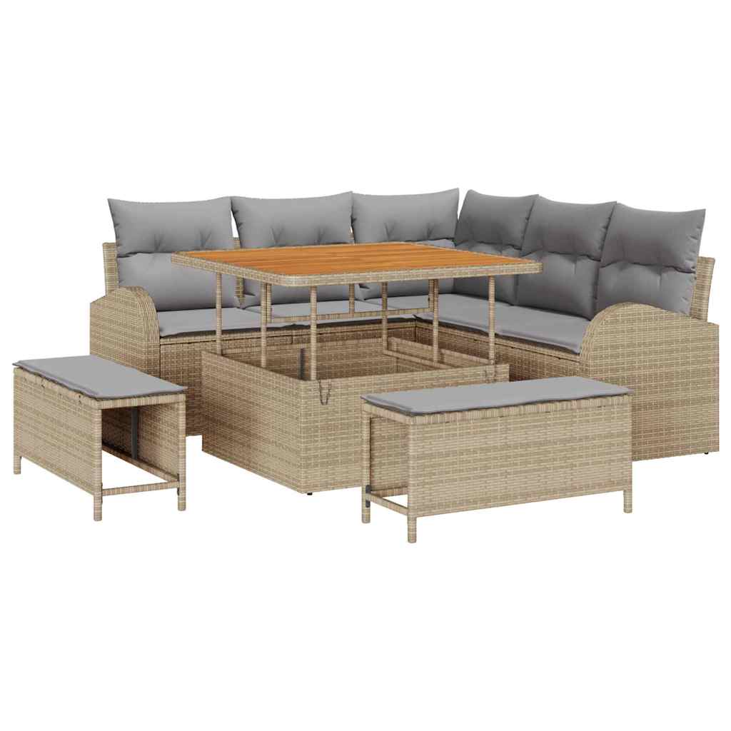Sodo Sofų Rinkinys su pagalve 8 pcs Bežinė ir šviesiai pilka