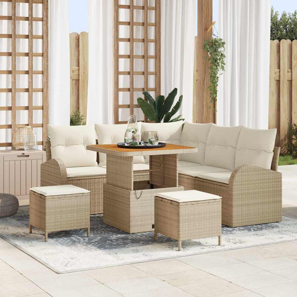 Sodo Sofų Rinkinys su pagalve 8 pcs Bežinė ir kreminė
