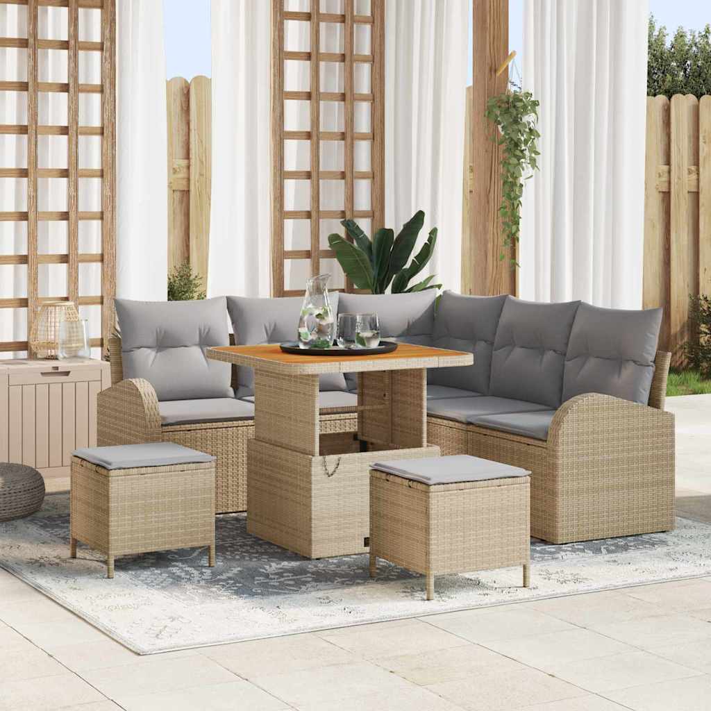 Sodo Sofų Rinkinys su pagalve 8 pcs Bežinė ir šviesiai pilka