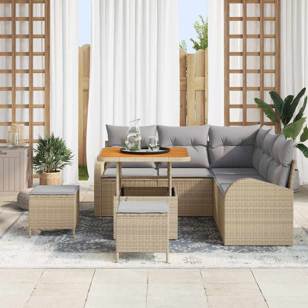Sodo Sofų Rinkinys su pagalve 8 pcs Bežinė ir šviesiai pilka