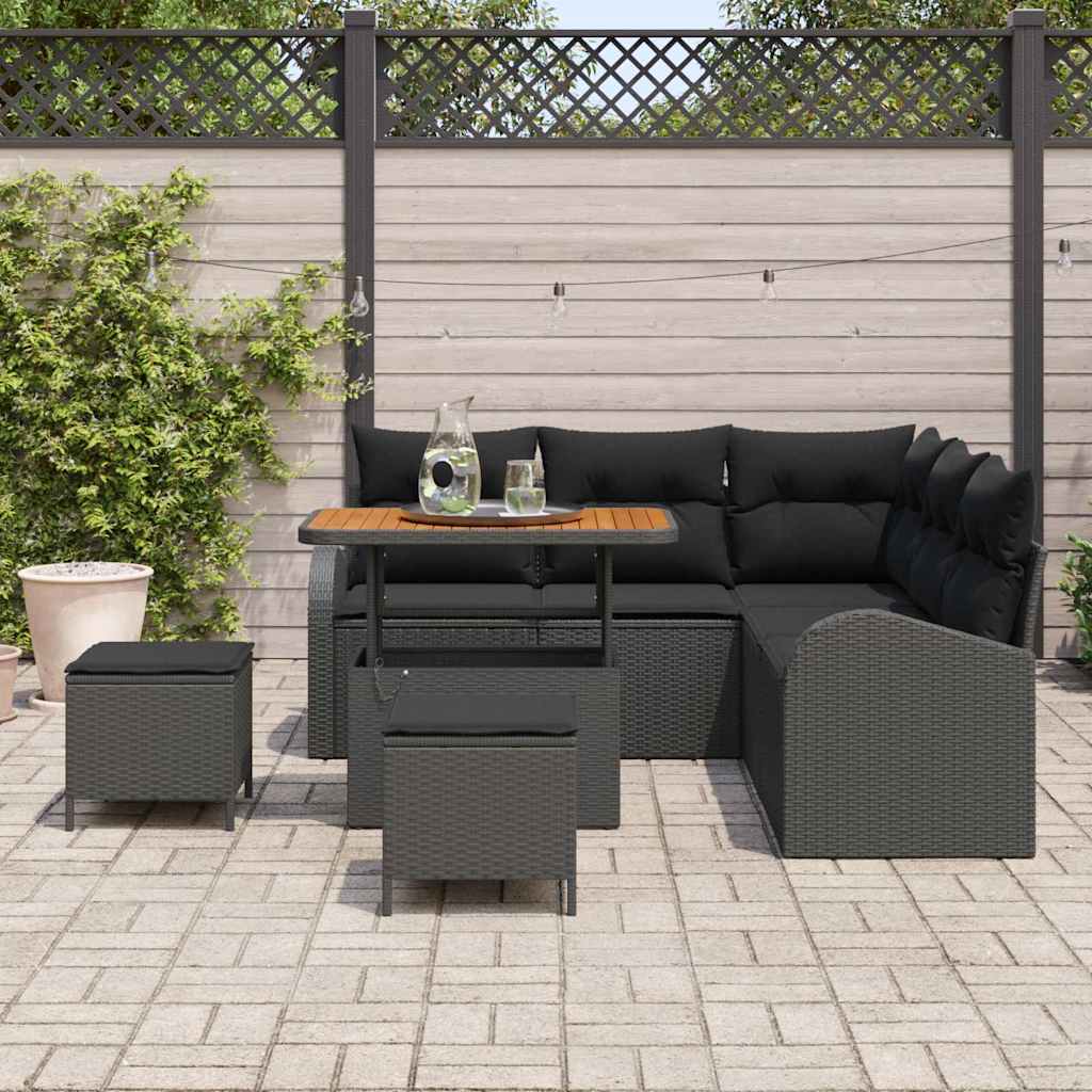 Outdoor Sofa Set with Storage Cushion 8 pcs Black