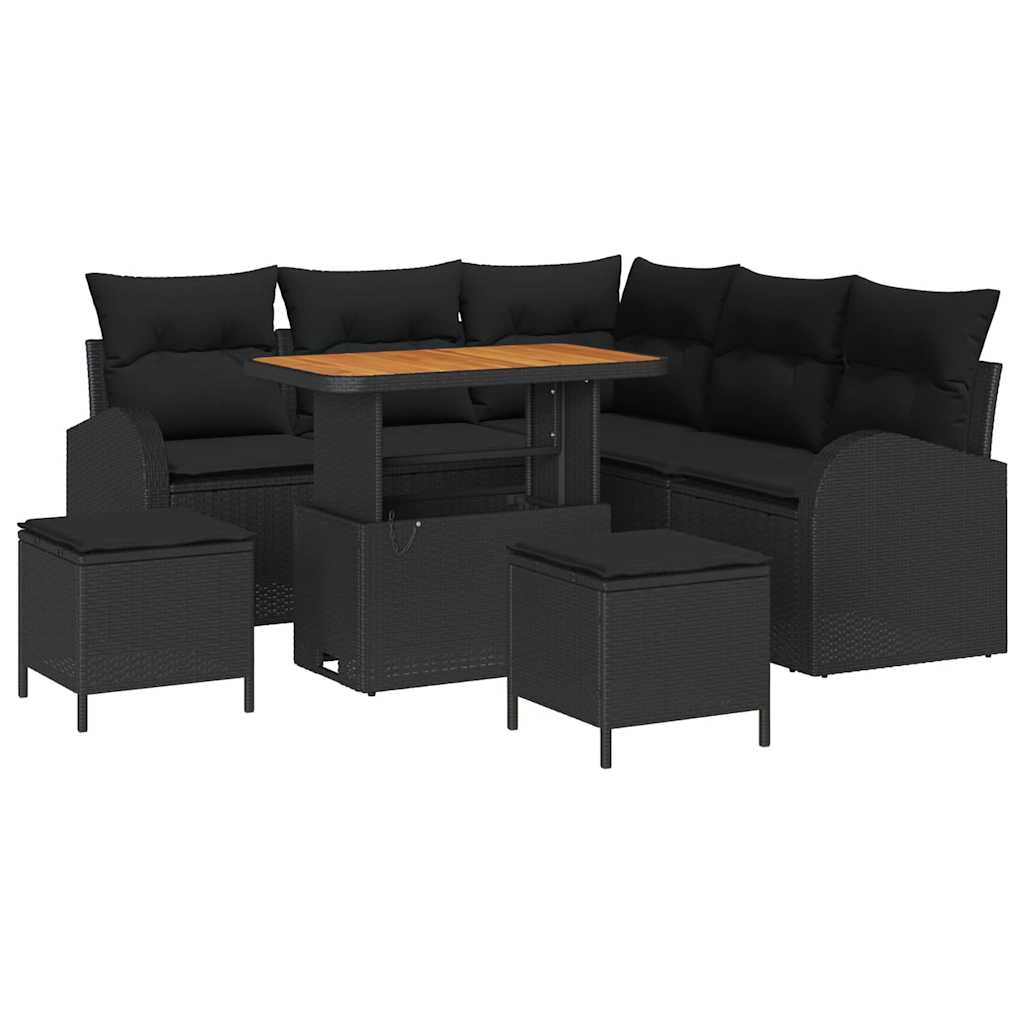 Outdoor Sofa Set with Storage Cushion 8 pcs Black