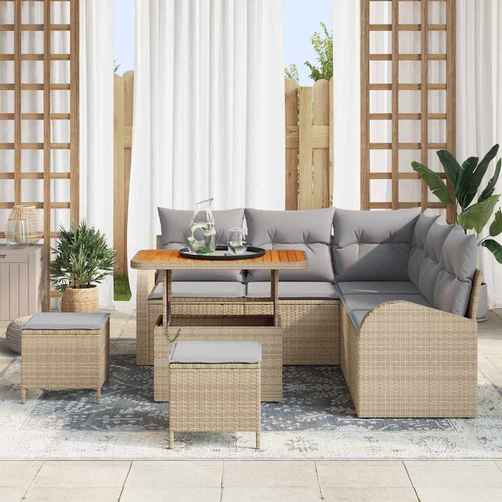 Sodo Sofų Rinkinys su pagalve 8 pcs Bežinė ir šviesiai pilka