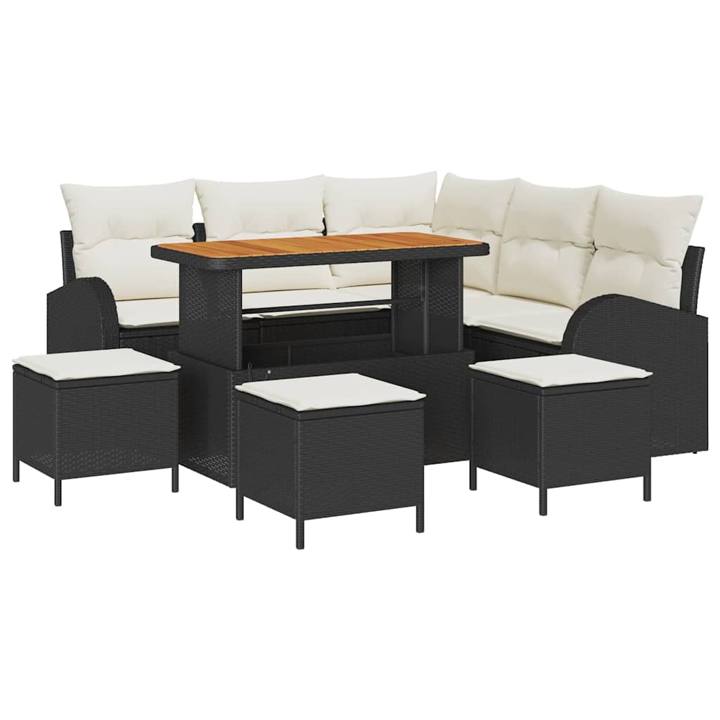 Sodo Sofų Rinkinys 9 pcs Juoda ir kreminė 110 x 55 x 71 cm