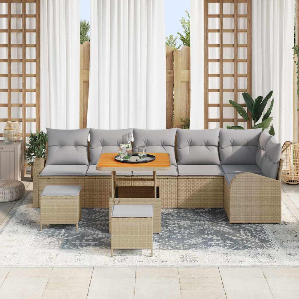 Sodo Sofų Rinkinys su pagalve 9 pcs Bežinė ir šviesiai pilka