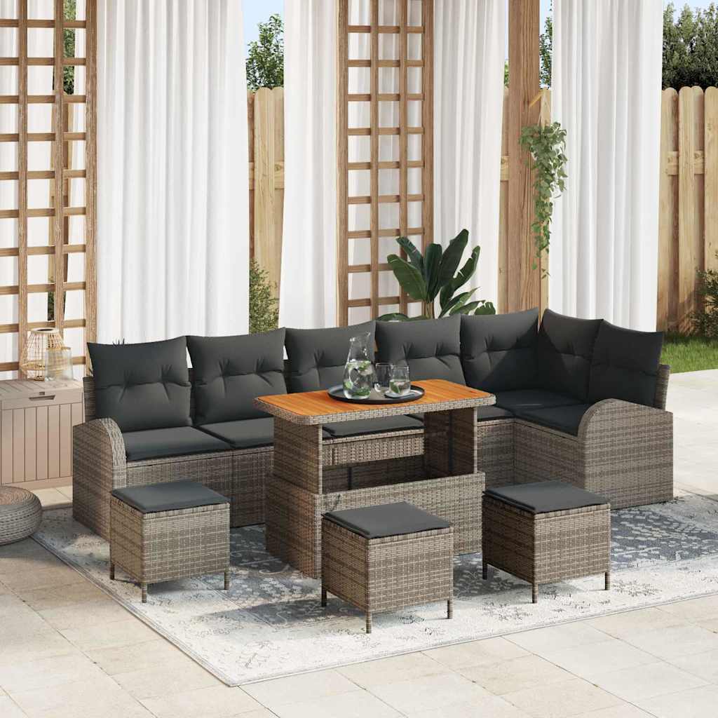 Garden Sofa Set with Cushion Storage 10 pcs Grey