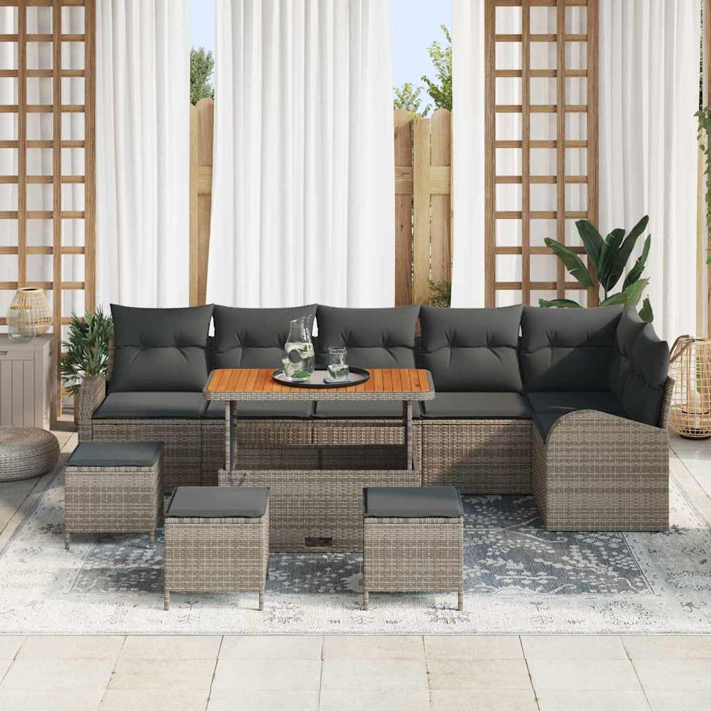 Garden Sofa Set with Cushion Storage 10 pcs Grey
