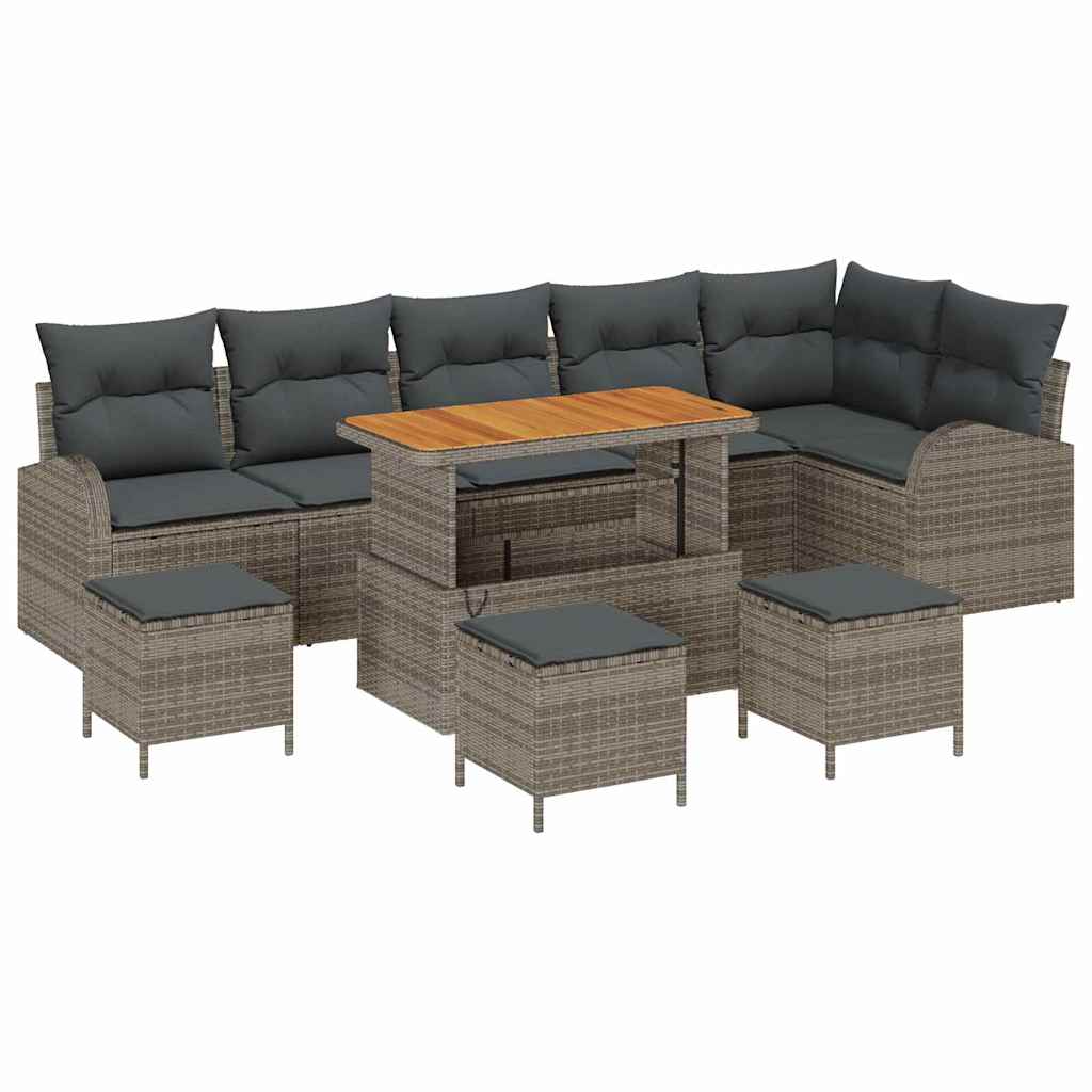 Garden Sofa Set with Cushion Storage 10 pcs Grey