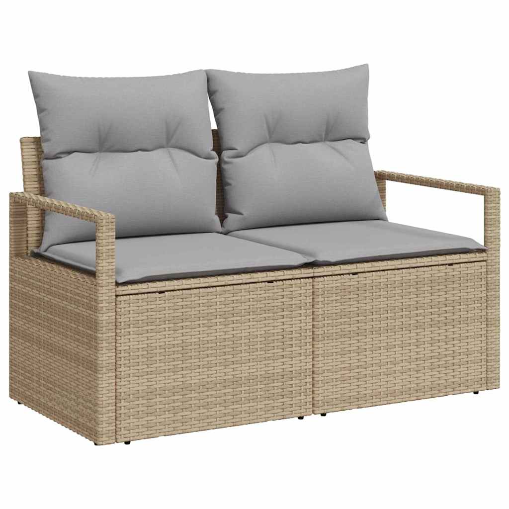 10 dalių sodo sofa komplektas su pagalvėmis smėlio spalvos poli ratanas akacija