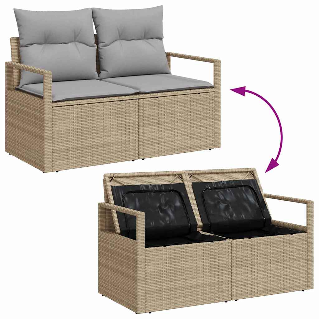 10 dalių sodo sofa komplektas su pagalvėmis smėlio spalvos poli ratanas akacija