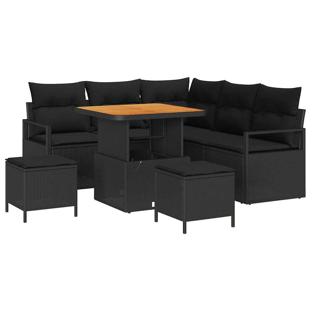 Outdoor Sofa Set with Storage Cushion 8 pcs Black